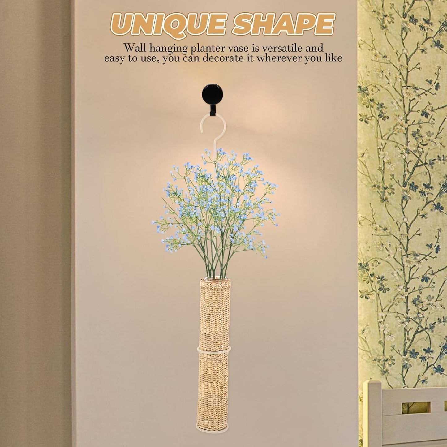 PRETYZOOM Wall Mounted Flower Vase Woven Small Hanging Planter Decorat