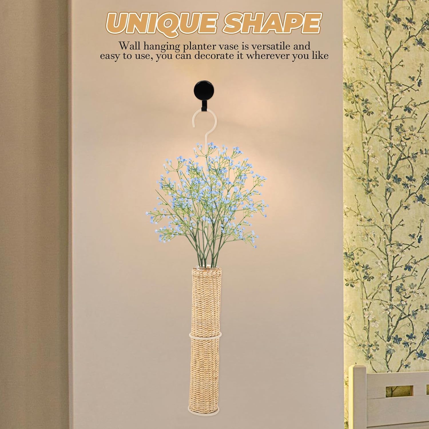 PRETYZOOM Wall Mounted Flower Vase Woven Small Hanging Planter Decorat