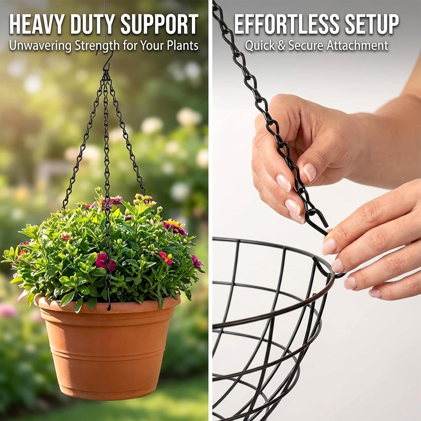 15PCS Bird Feeder Hanging Chain with Hooks – Heavy Duty Black Chain fo