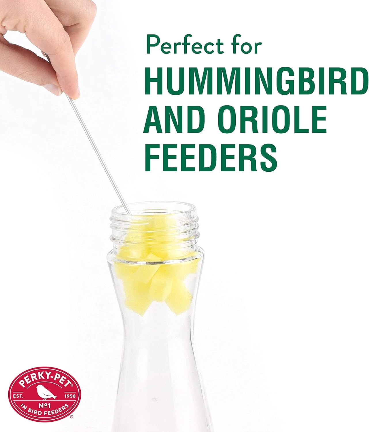 Perky-Pet Bird Feeder Foam Cleaning Mop - 23T - Easily Clean Bird Feeders - No Scratch Foam Mop - Easy to Use, Easy to Store