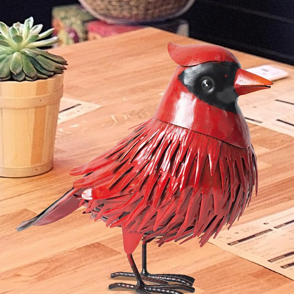 Natelf Cardinal Statue Metal Bird Yard Art, Garden Sculptures & Statues Large Red Birds Outdoor Decor, Gifts for Christmas/Mom/Grandma/Wife/Daughter/Sister/Aunt