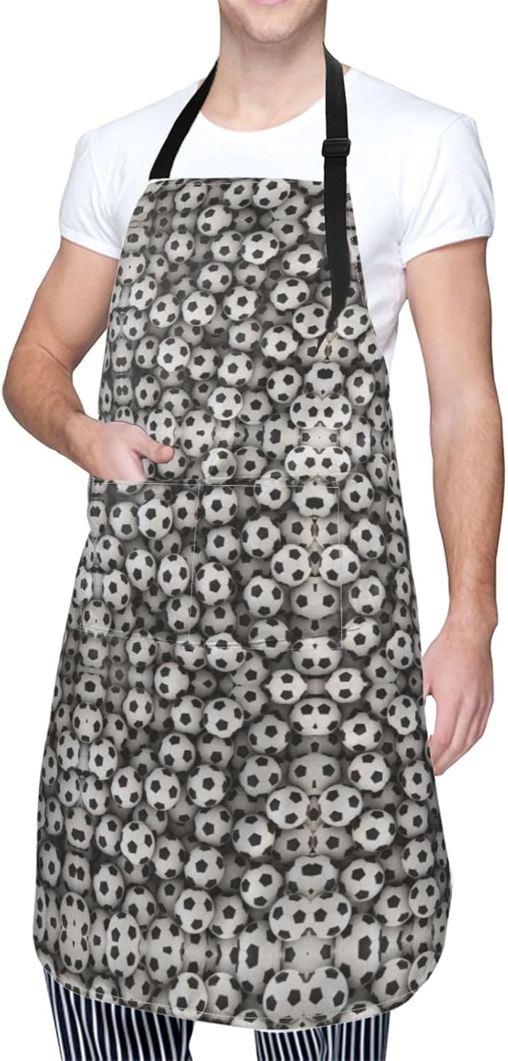 Soccer Sea print Waterproof apron with pocket adjustable cooking apron for adult kitchen bibs to bake
