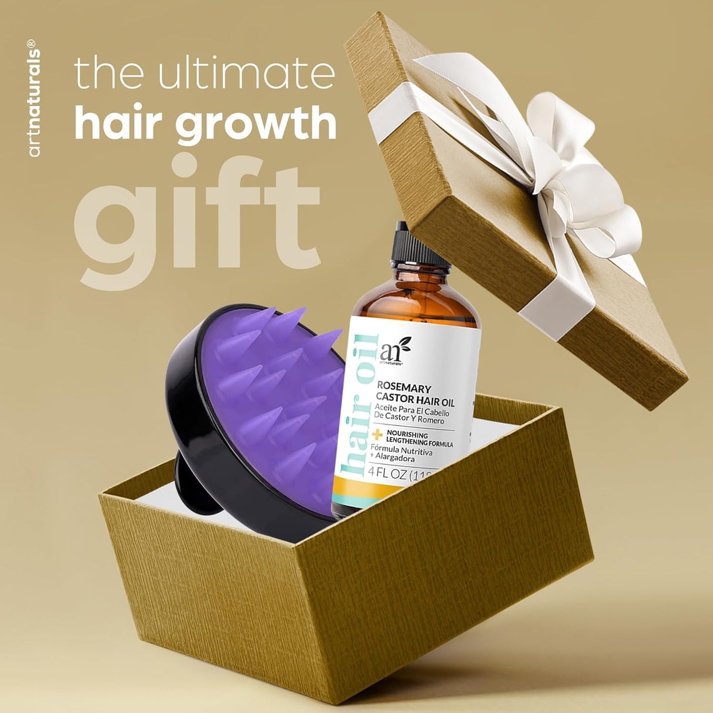 Artnaturals Organic Rosemary Castor Hair Oil + Massager Hair Growth Se