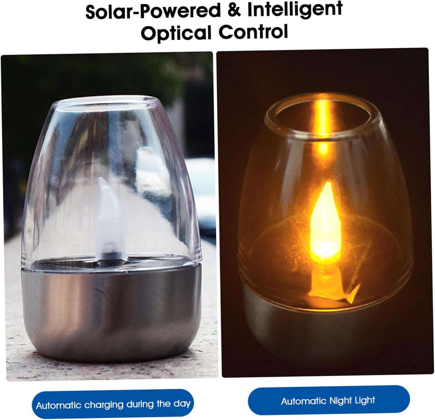 2 Pack Solar Candle Lights, Waterproof Ambiance Outdoor Candles 2.4x3.5 Inch Garden Solar Lights for Indoor Outdoor