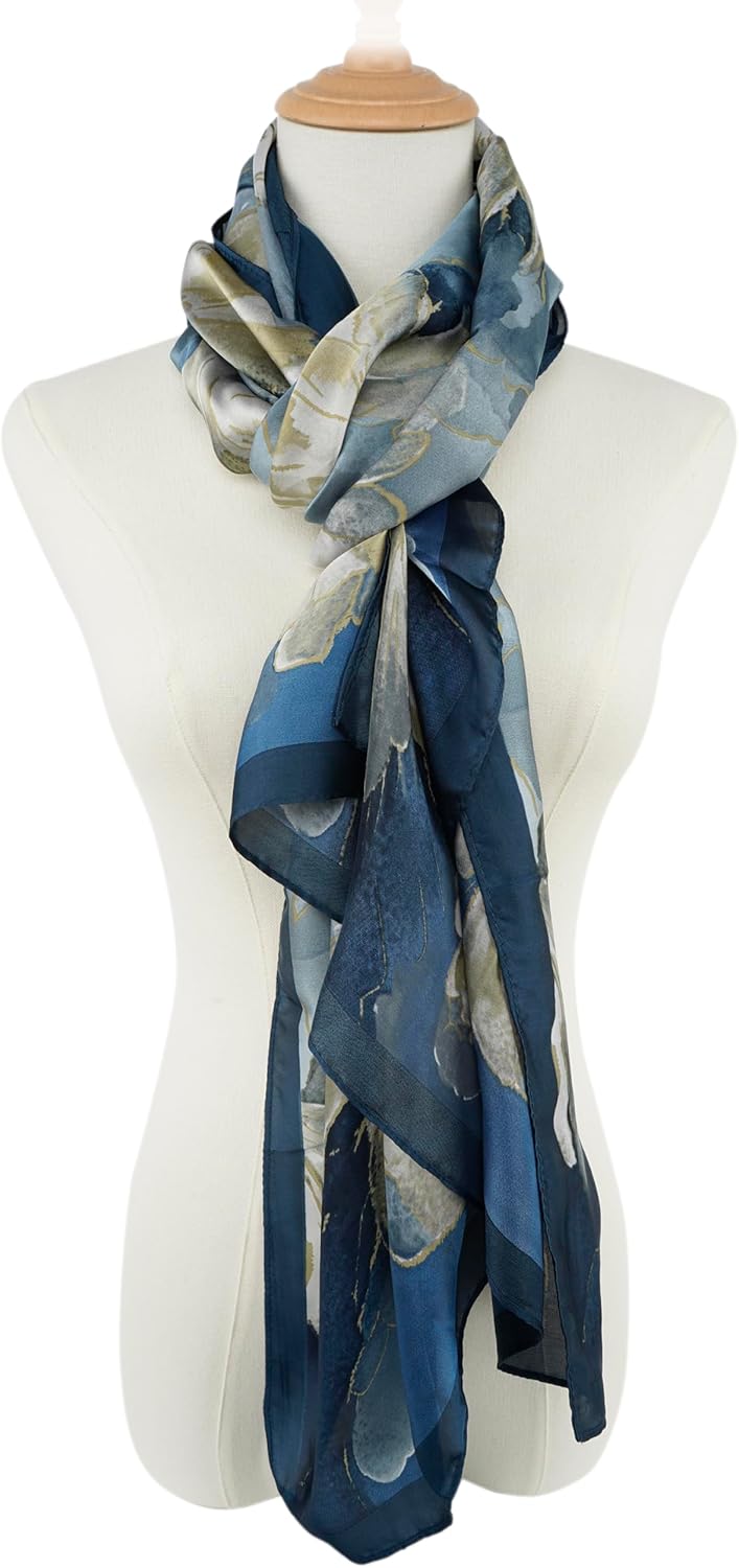 YOUR SMILE Large Mulberry Silk Feeling Long Stain Scarf Lightweight Su