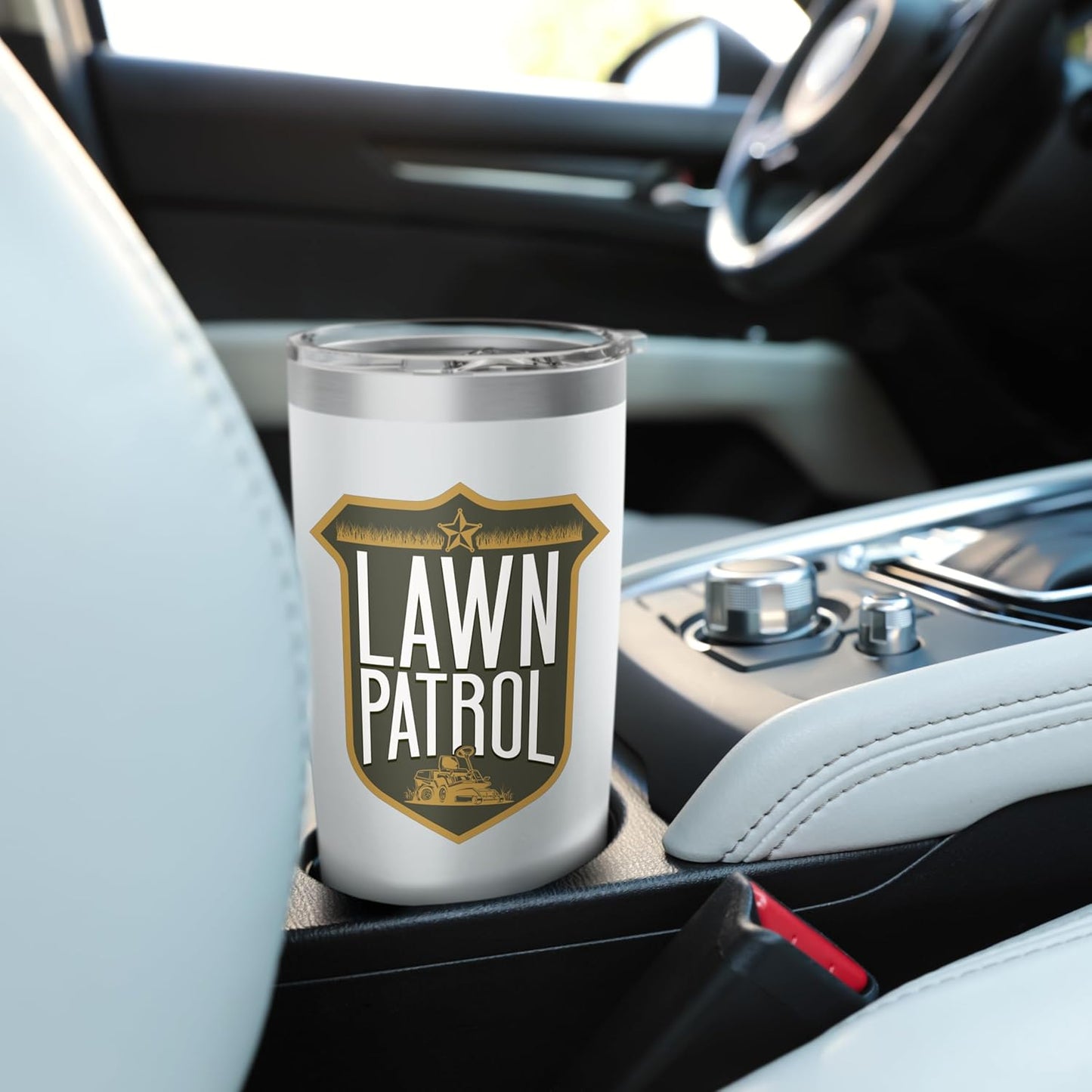 Lawn Mower Mowing Dad Father Landscaper Lawn Patrol Stainless Steel Insulated Tumbler