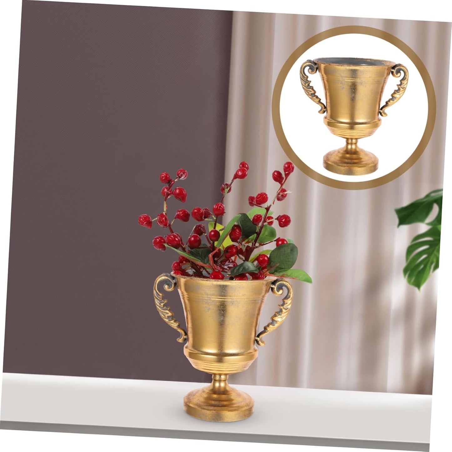 BESTOYARD Retro Metal Flowerpot for Floral Arrangements Elegant Indoor