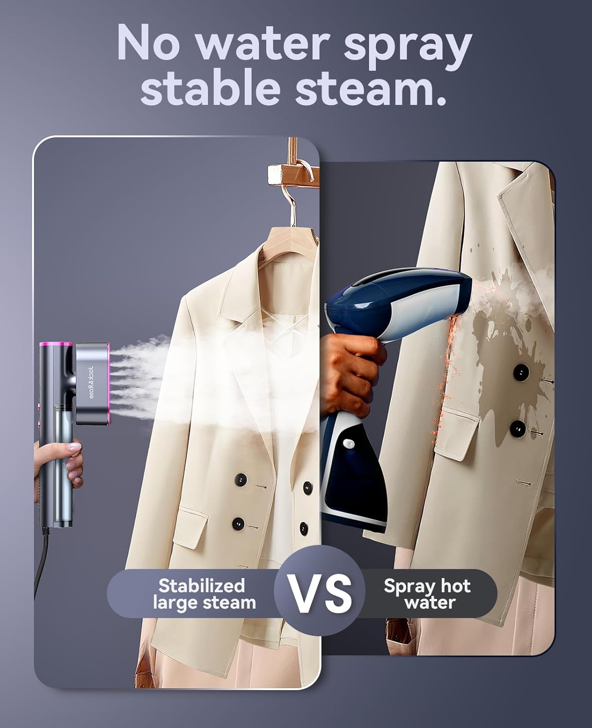Jack ＆ Rose Travel Steamer for Clothes,100-220V Portable Iron,15s Heat