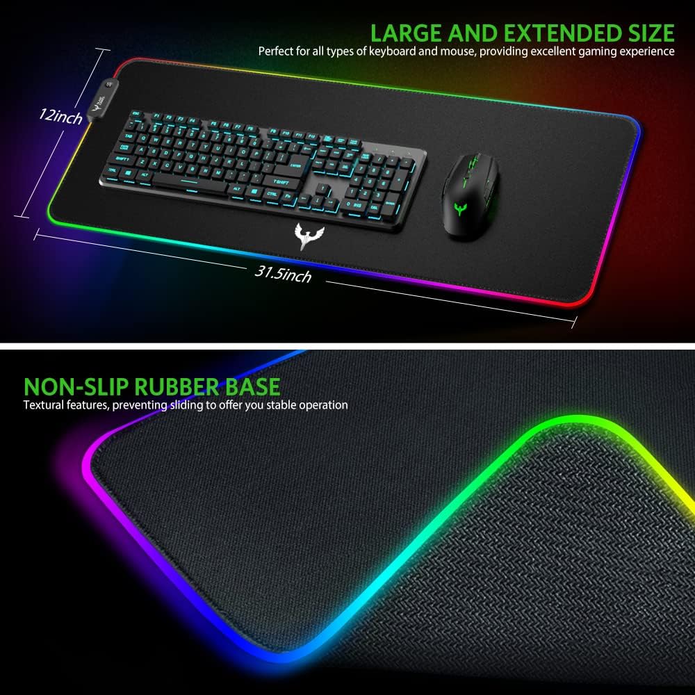 BladeHawks Extra Large RGB Gaming Mouse Pad-14 Light Modes, Extended S