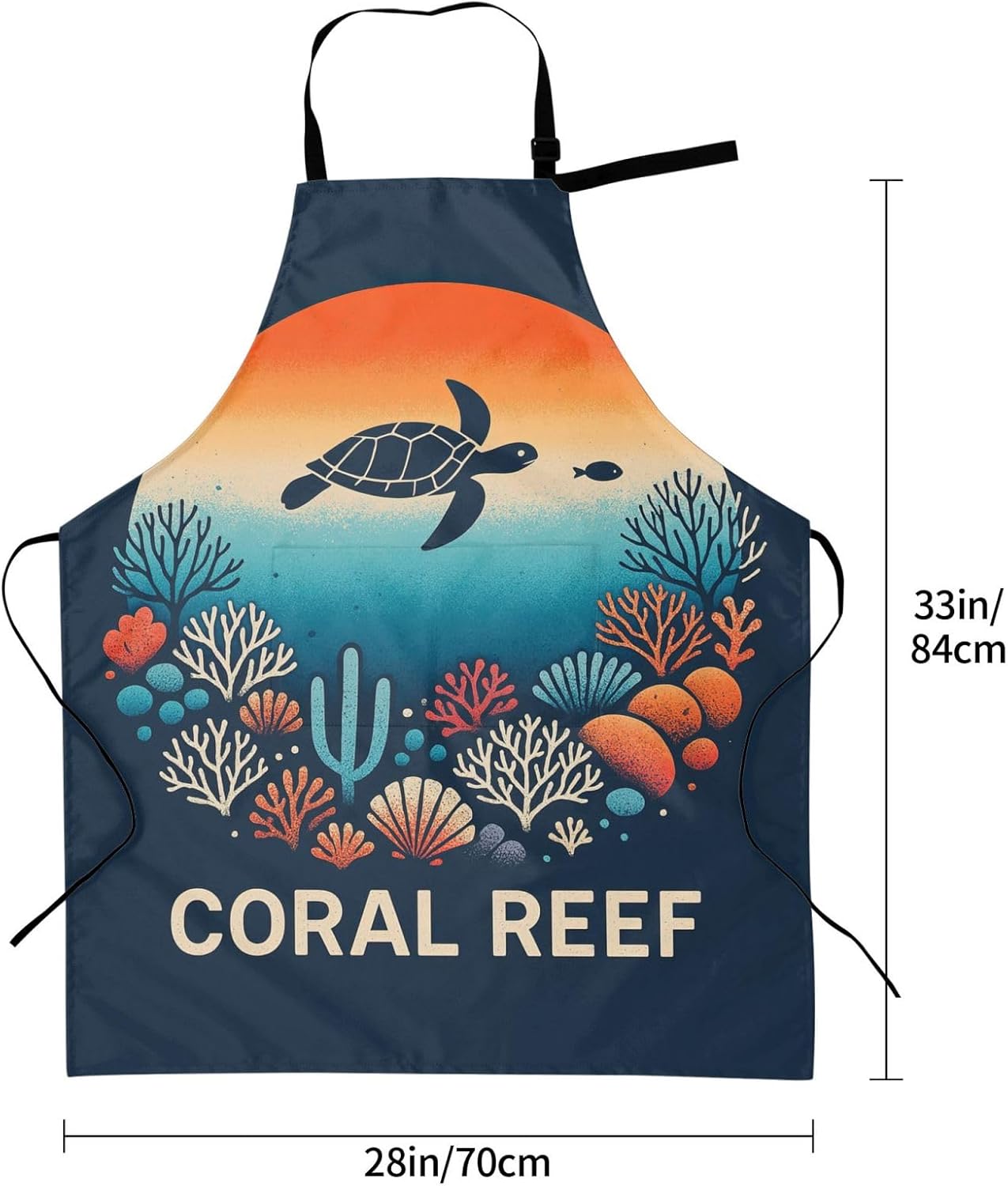 YANYU Coral Reef Print 28x33 In Kitchen Apron Stylish Chef Apron with Pockets for Cooking Baking Painting