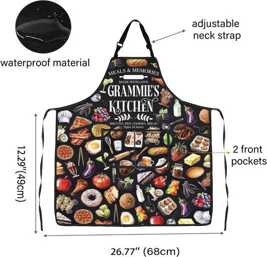 WCGXKO Grammie’s Kitchen Apron Grandmother Birthday Gift Best Grammie Ever Merch Mother’s Day Gift for Grandma