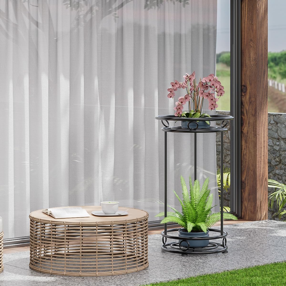 Plant Stand Indoor Outdoor - Metal Planter Holder Shelf Tall Tiered Fl
