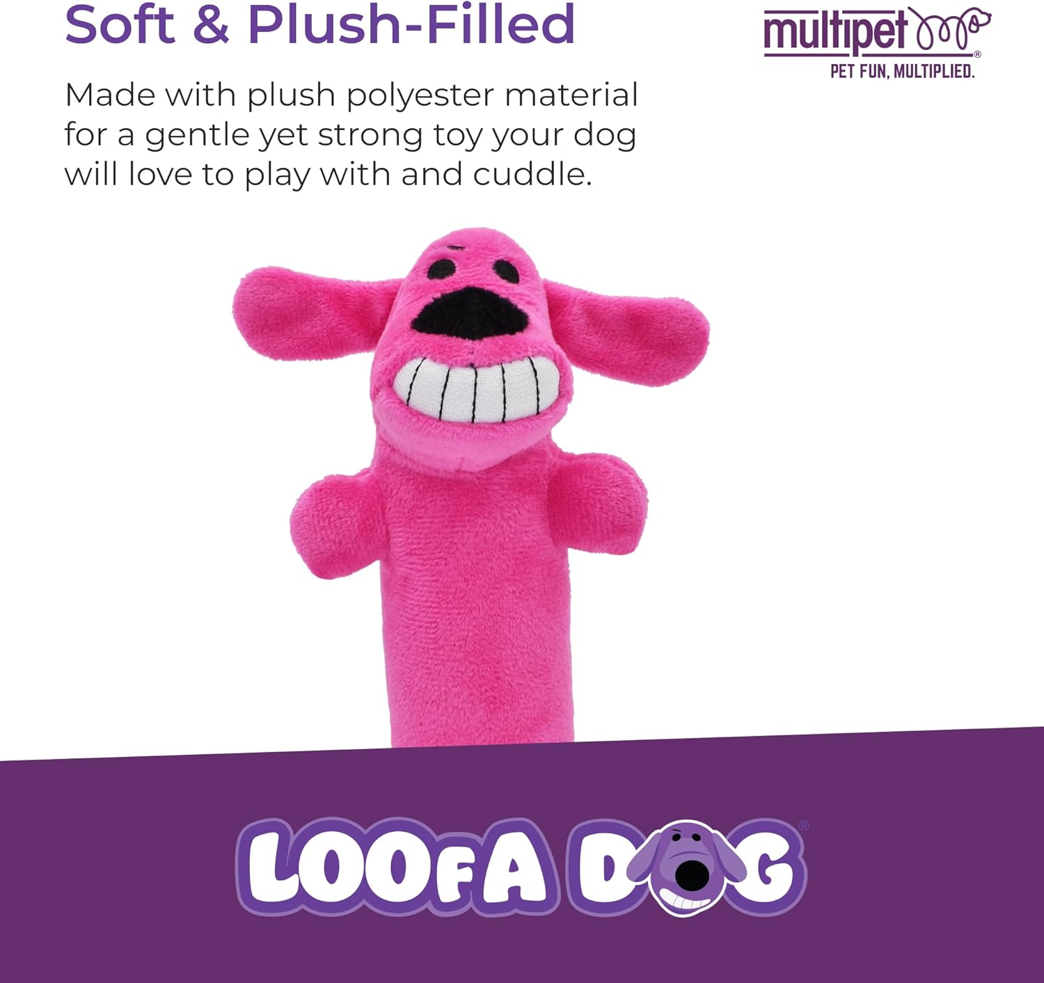 Multipet Original Loofa Dog Plush Toy - Squeaky Toy for All Dogs - Ext