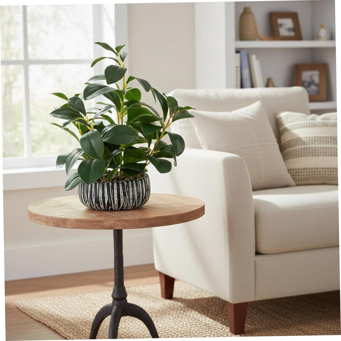 Small Artificial Plants in Pots Realistic Faux Green Vine Plant in Cement Planter for Indoor Home Desk Decor Office Bedroom Bathroom Artificial Plants Indoor, Faux, Small