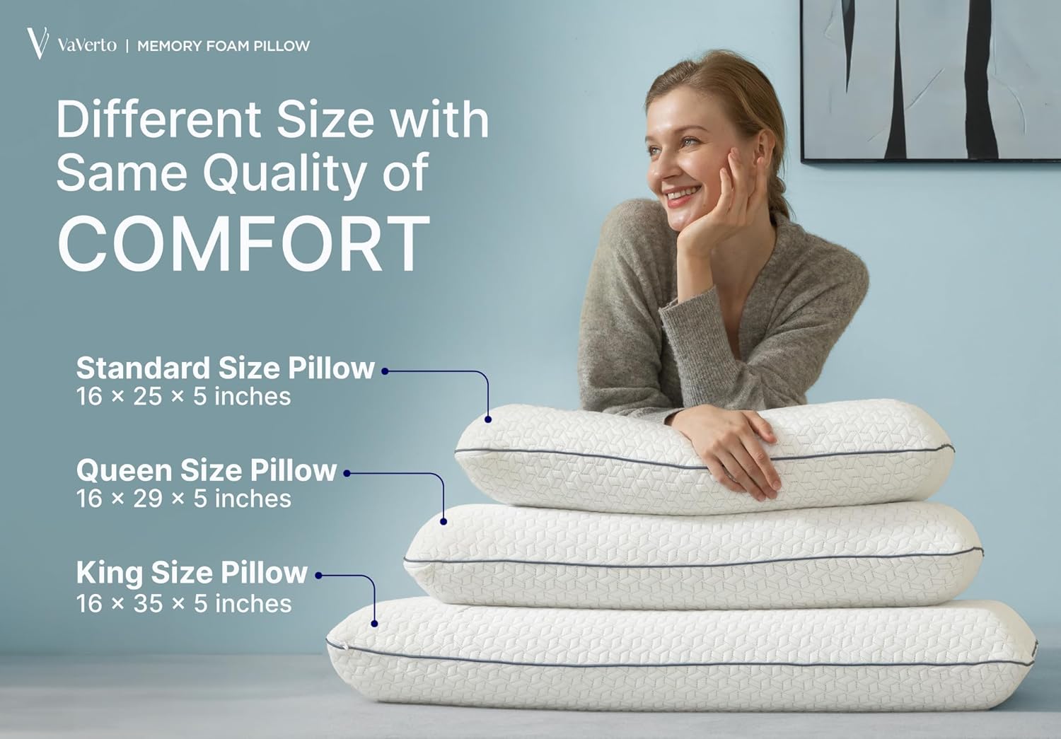 Cooling Gel Memory Foam Pillow - 1-Pack - Standard Size Bed Pillows Fo