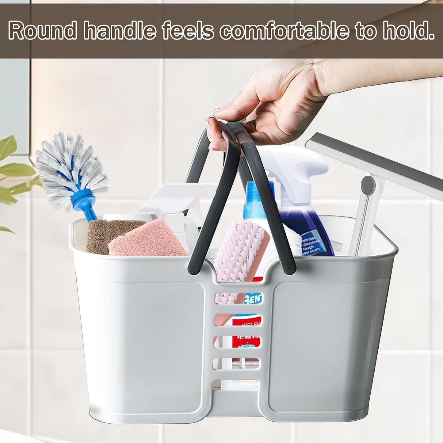 Cleaning Supply Caddy,Large Cleaning Products Storage Organizer with Handles,Portable Plastic Bucket Tool Storage Shower Caddy Basket for Bathroom, Bedroom, Kitchen, College Dorm, Garden