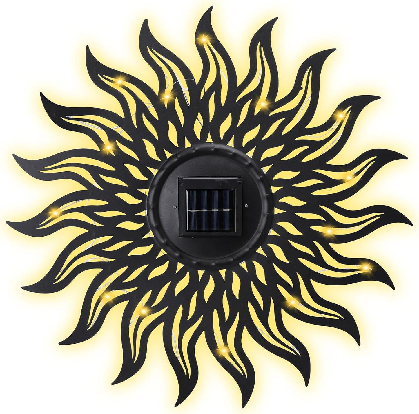 VCUTEKA 20" Sun Metal Wall Art Outdoor Decor Solar Decoration Metal Wa