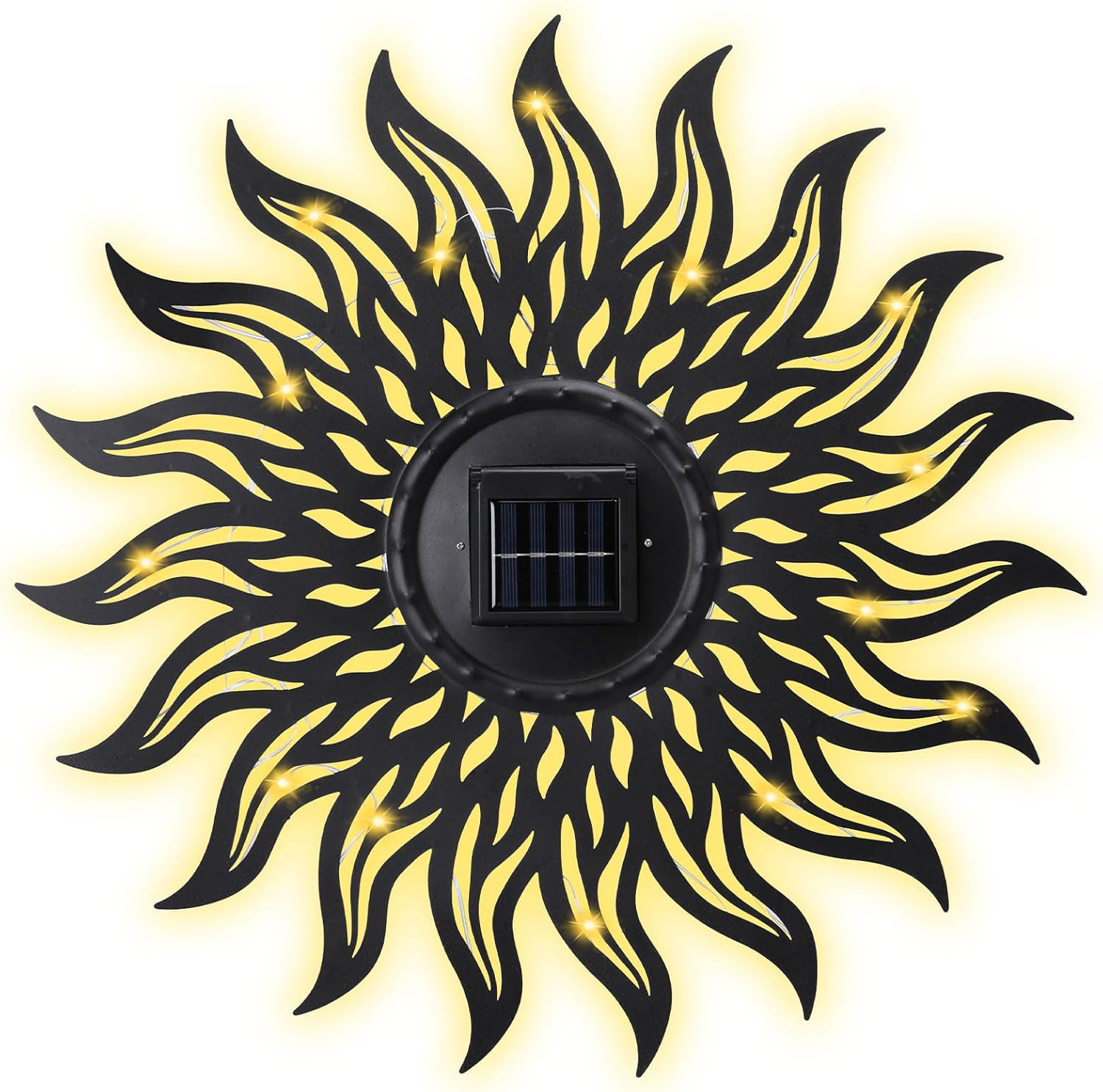 VCUTEKA 20" Sun Metal Wall Art Outdoor Decor Solar Decoration Metal Wa