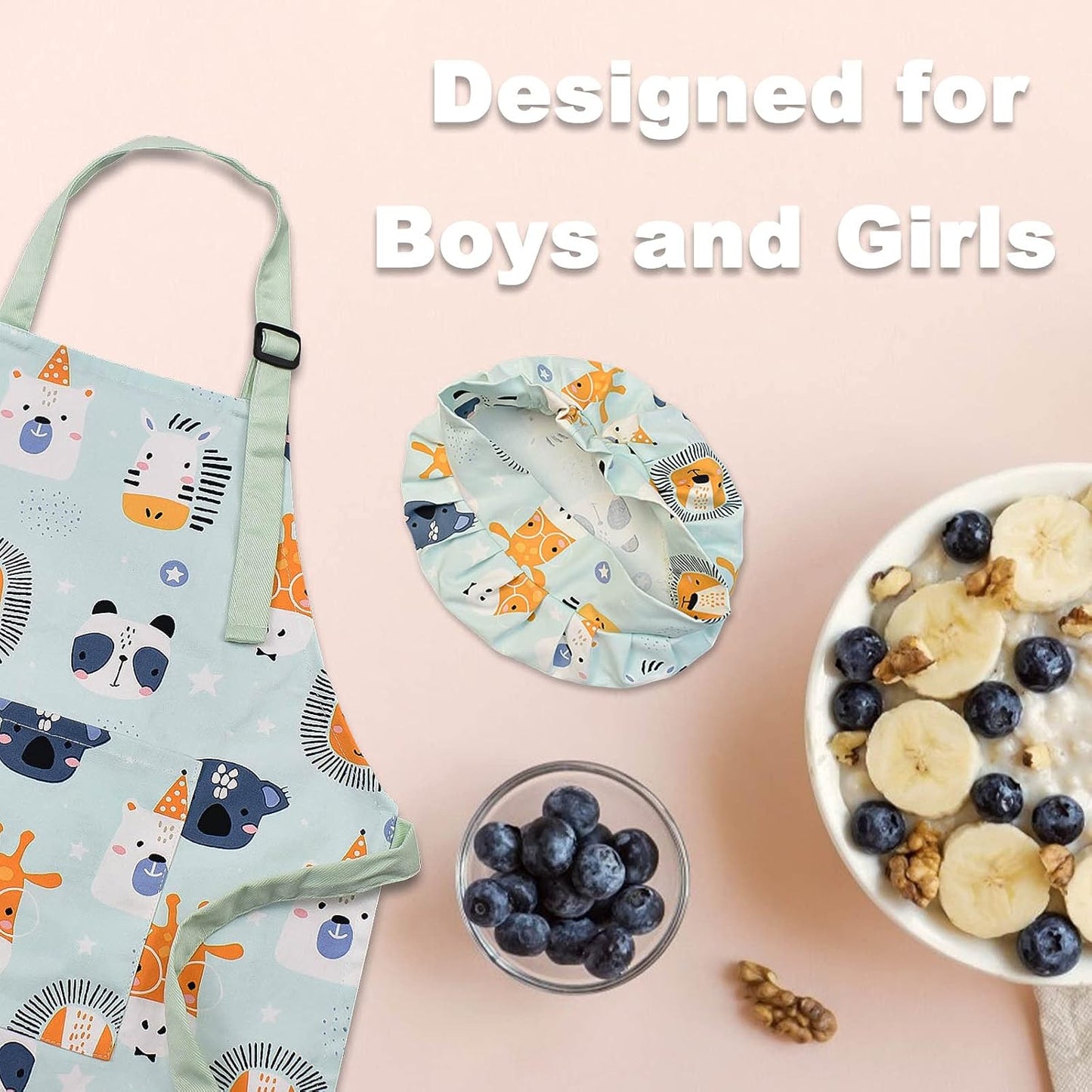 Kids Apron Adjustable Strap for Boys and Girls 100% Cotton, Toddler Ch
