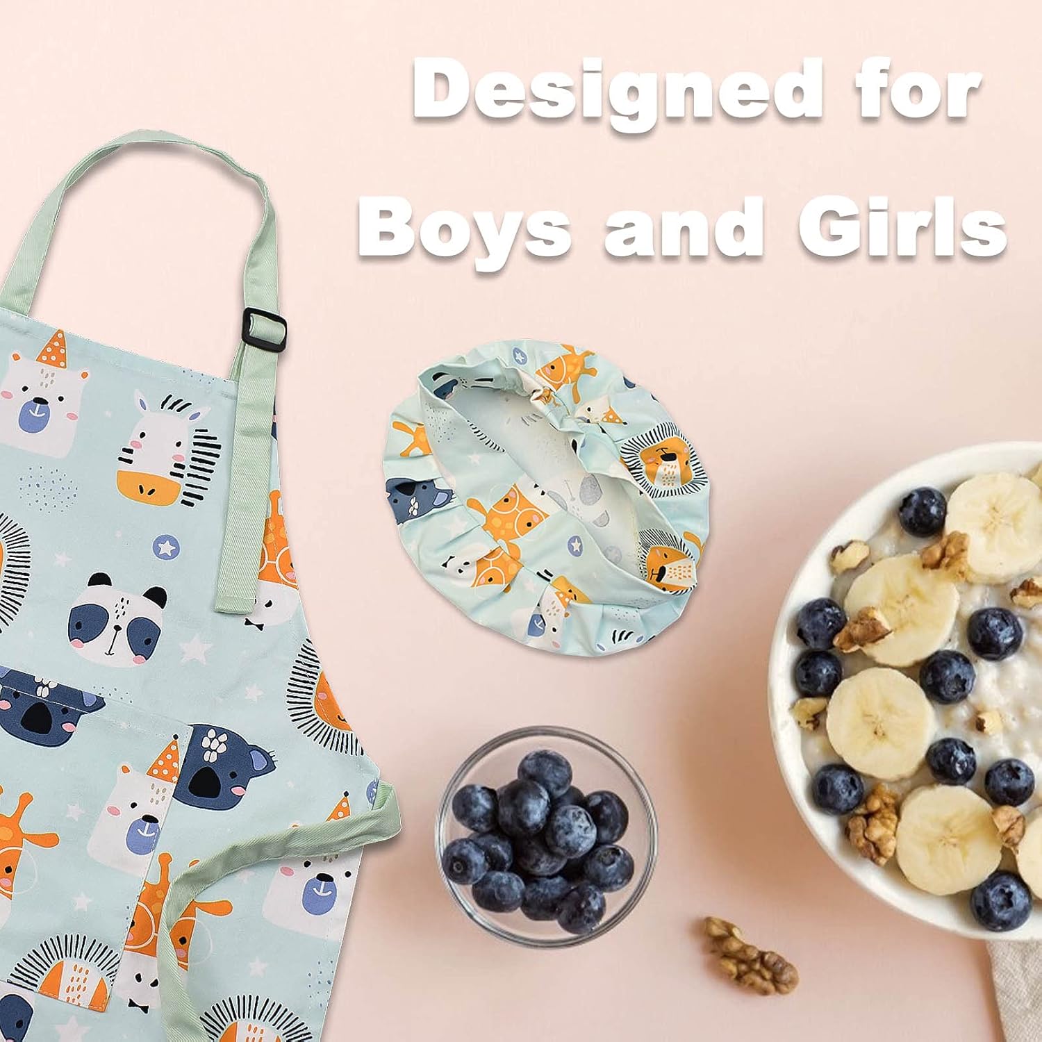Kids Apron Adjustable Strap for Boys and Girls 100% Cotton, Toddler Ch