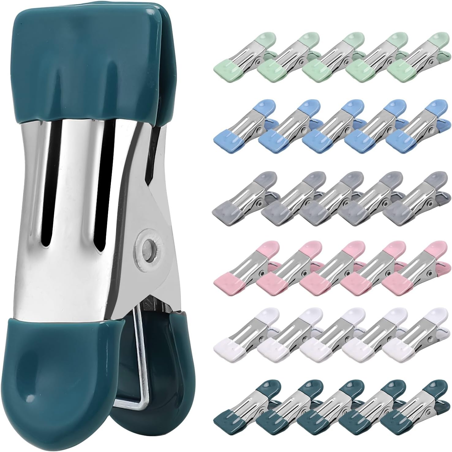 Clothes Pins Heavy Duty 30 Pack, 2.17 Inch Metal Chip Clips, Clothespi