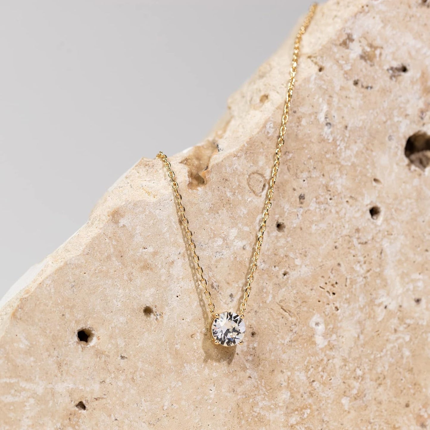 PAVOI 14K Gold Plated Crystal Solitaire 1.5 Carat (7.3mm) Cubic Zircon