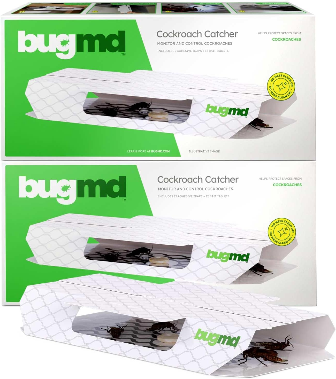 BugMD Cockroach Catcher (2 Pack, 24 Traps) - Indoor Cockroach Killer &