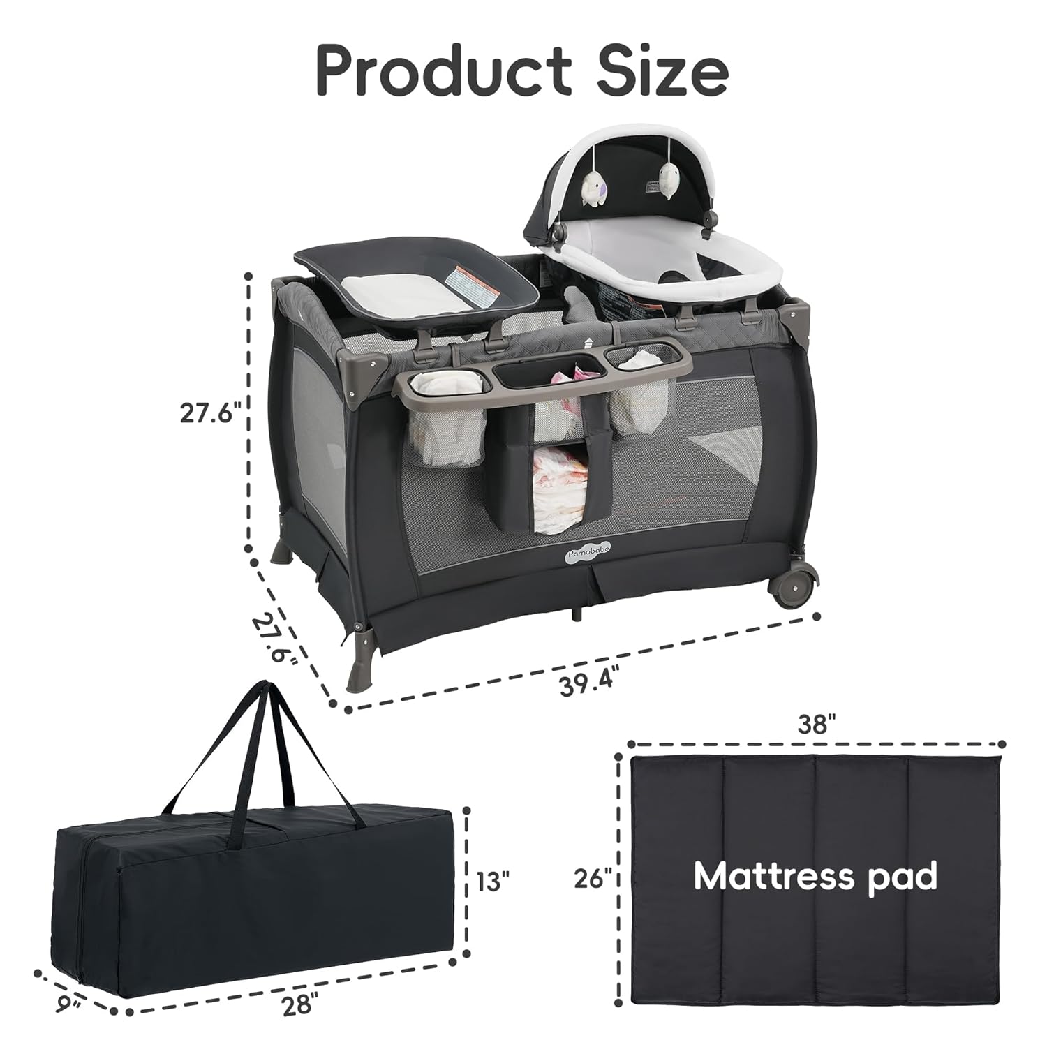Pamo Babe Pack and Play 4 in 1 Playard Portable Playard Foldable Playp