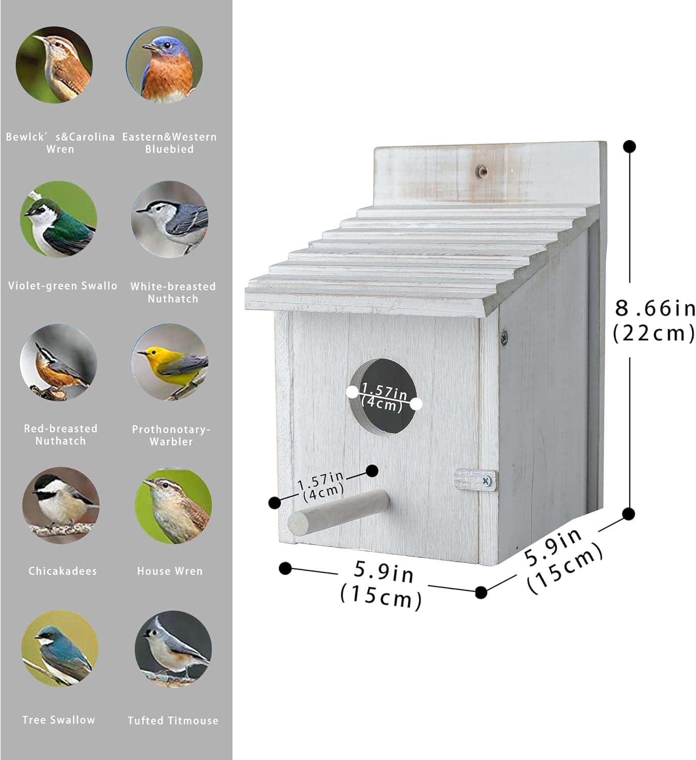 Bird House for Outside,Bluebird House,Outdoor Wooden Hanging Birdhouses Finch Wren Cardinals Garden Nesting Box