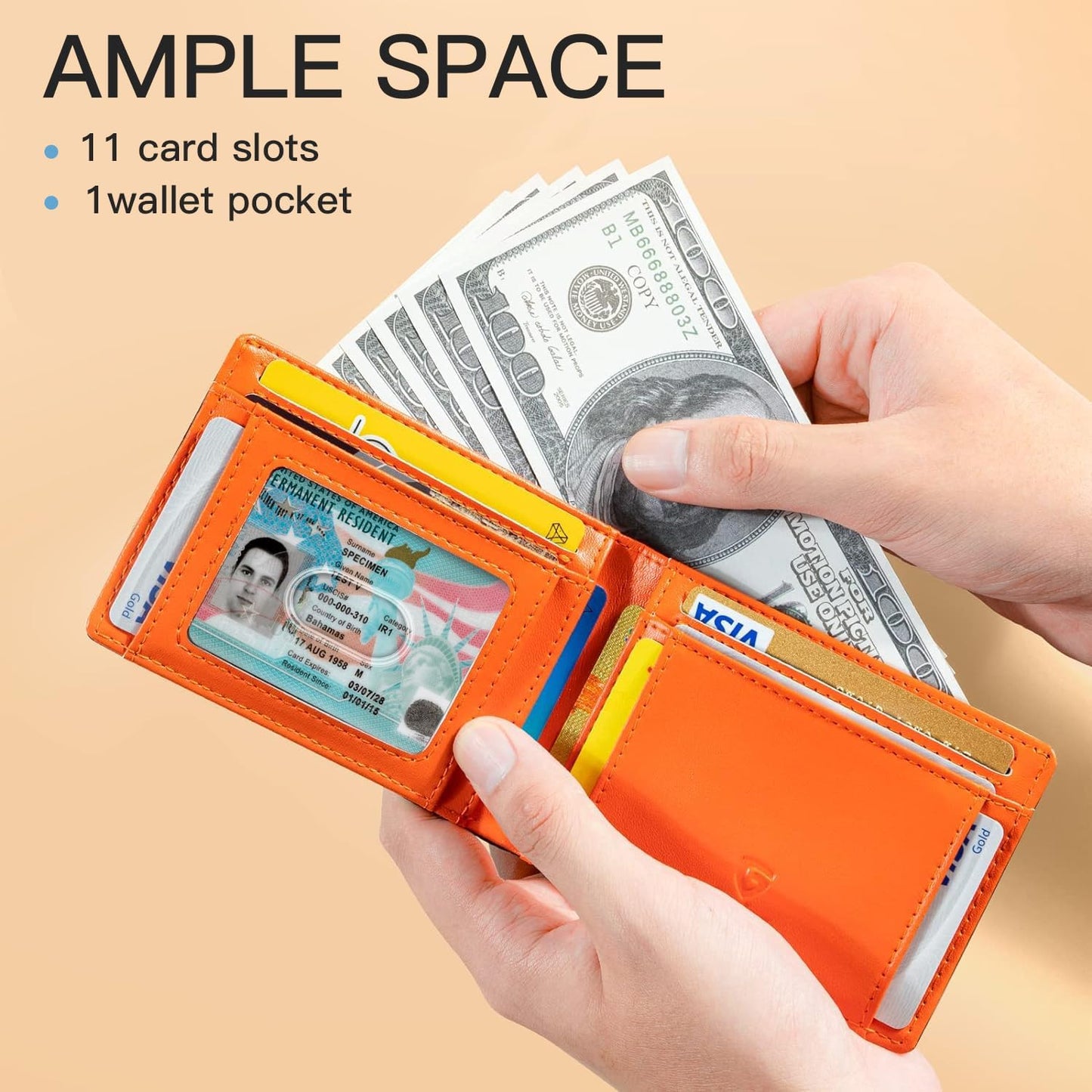 GSOIAX Slim Wallet for Men Rfid Blocking Leather Bifold Front Pocket C