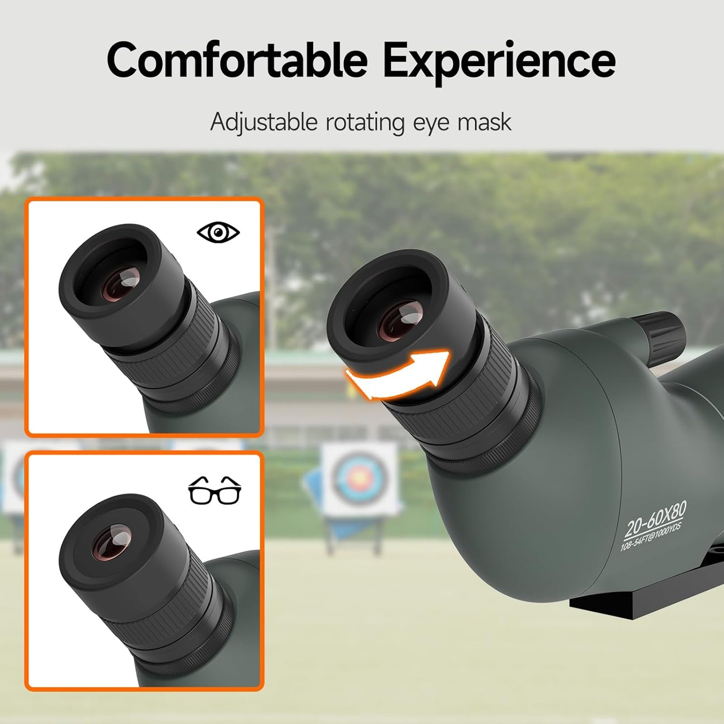 SVBONY SV28 20-60x80 New Version Spotting Scope for Target Shooting, Long Range Spotter Scope with Phone Adapter and Tripod, HD Scope for Bird Watching, Wildlife Observation