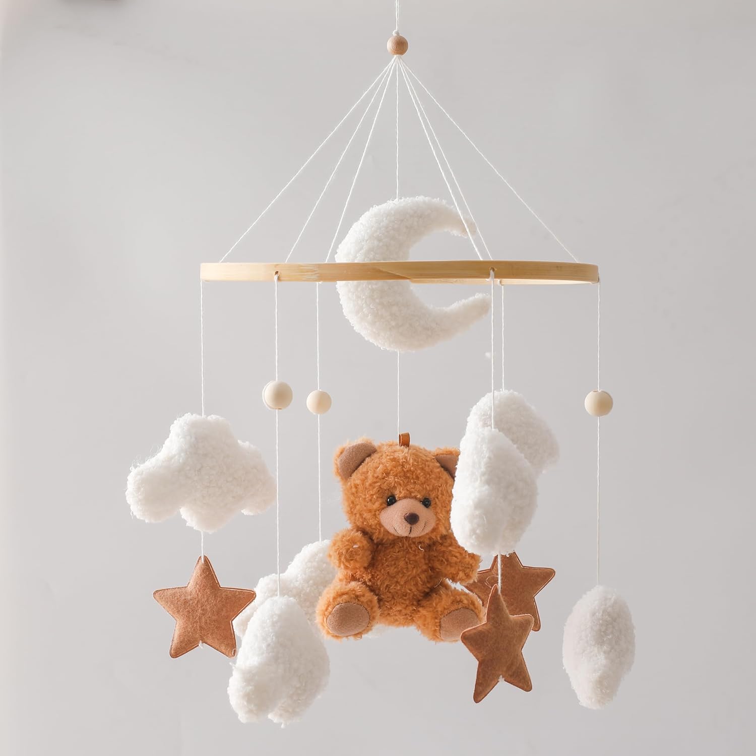 EERKEOD Baby Crib Mobile Bear Nursery Mobile for Boys Girls Teddy Velv