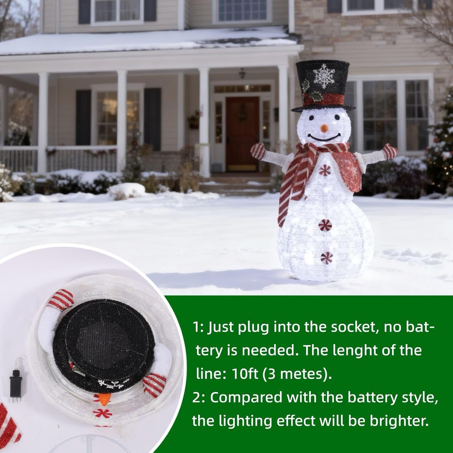 42-inch red Snowman 3D Christmas Collapsible Decorations，Lighted Outdoor Xmas Snowman Garden Décor，Pre-Lit for Indoor/Outside Yard Holiday Decoration 3.5FT(red)