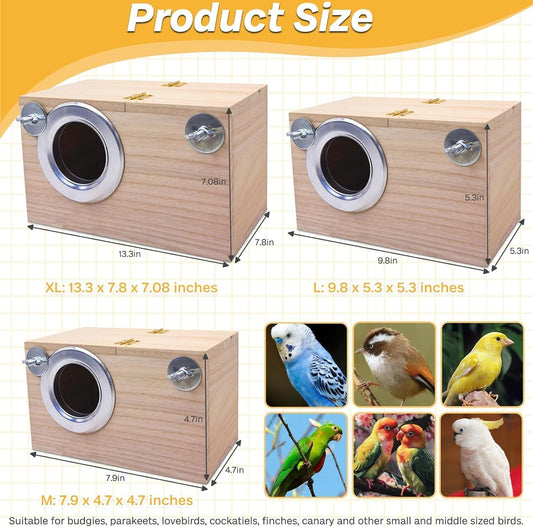 PINVNBY Parakeet Nesting Box Bird House for Cage Wood Mating Box Bird 