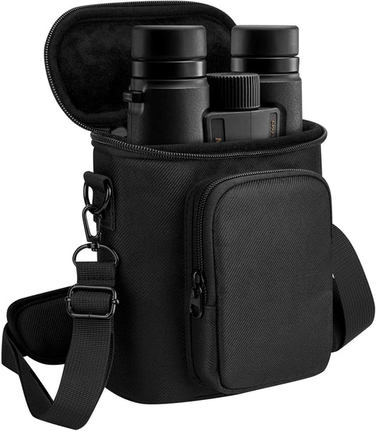 Travel Protective Case for NIKON Monarch M5 M7 8x42 Binocular, Durable Fabric Storage Bag with Shoulder Strap Compatible with Nikon PROSTAFF P3 8x42 10x42 Binocular, Black (Case Only)