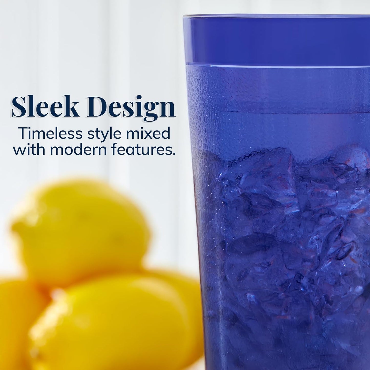 US Acrylic Cafe Plastic Reusable Tumblers (Set of 16) 20-ounce Water Cups Coastal Colors | Restaurant Style Drinking Glasses Value Set, Stackable, BPA-free, Made in the USA | Top-rack Dishwasher Safe