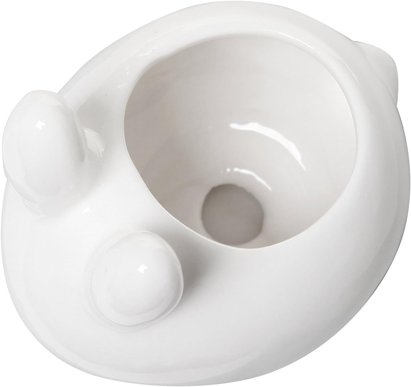 MyGift Mini Ceramic Bunny Planter, Decorative Rabbit Design White Small Flower Pot Succulent Planter with Detached Saucer