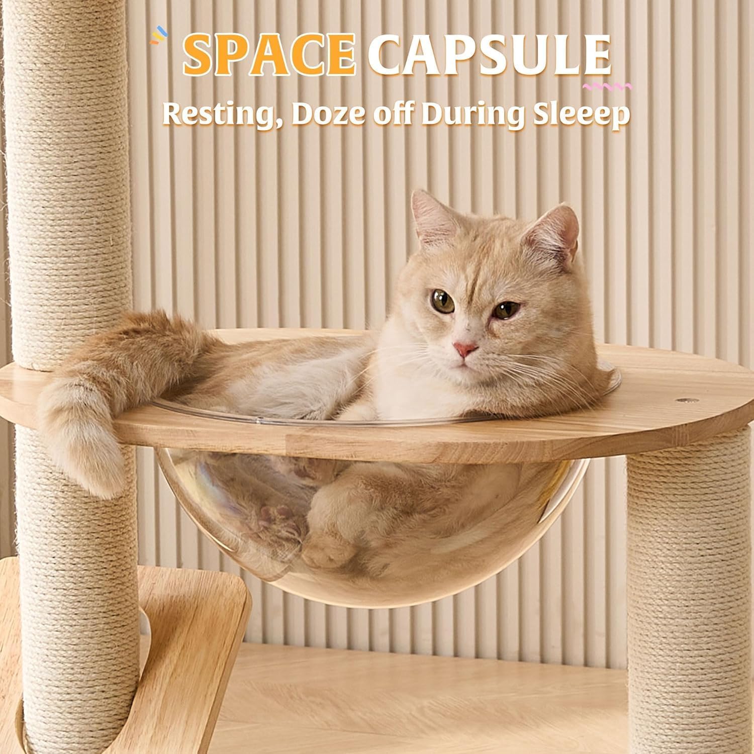 HITTITE Solid Wood Cat Tree Tower with Scratching Post, 37.8 Inches Ta