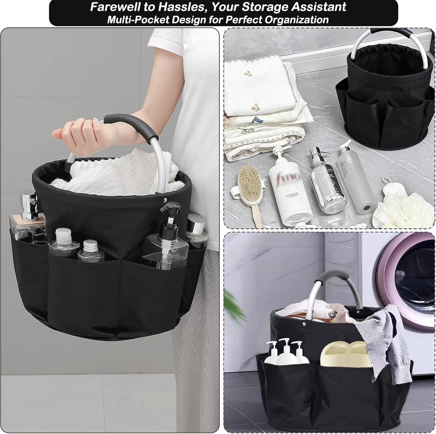 17L Foldable Cleaning Caddy with Handle, Cleaning Supplies Organizer S