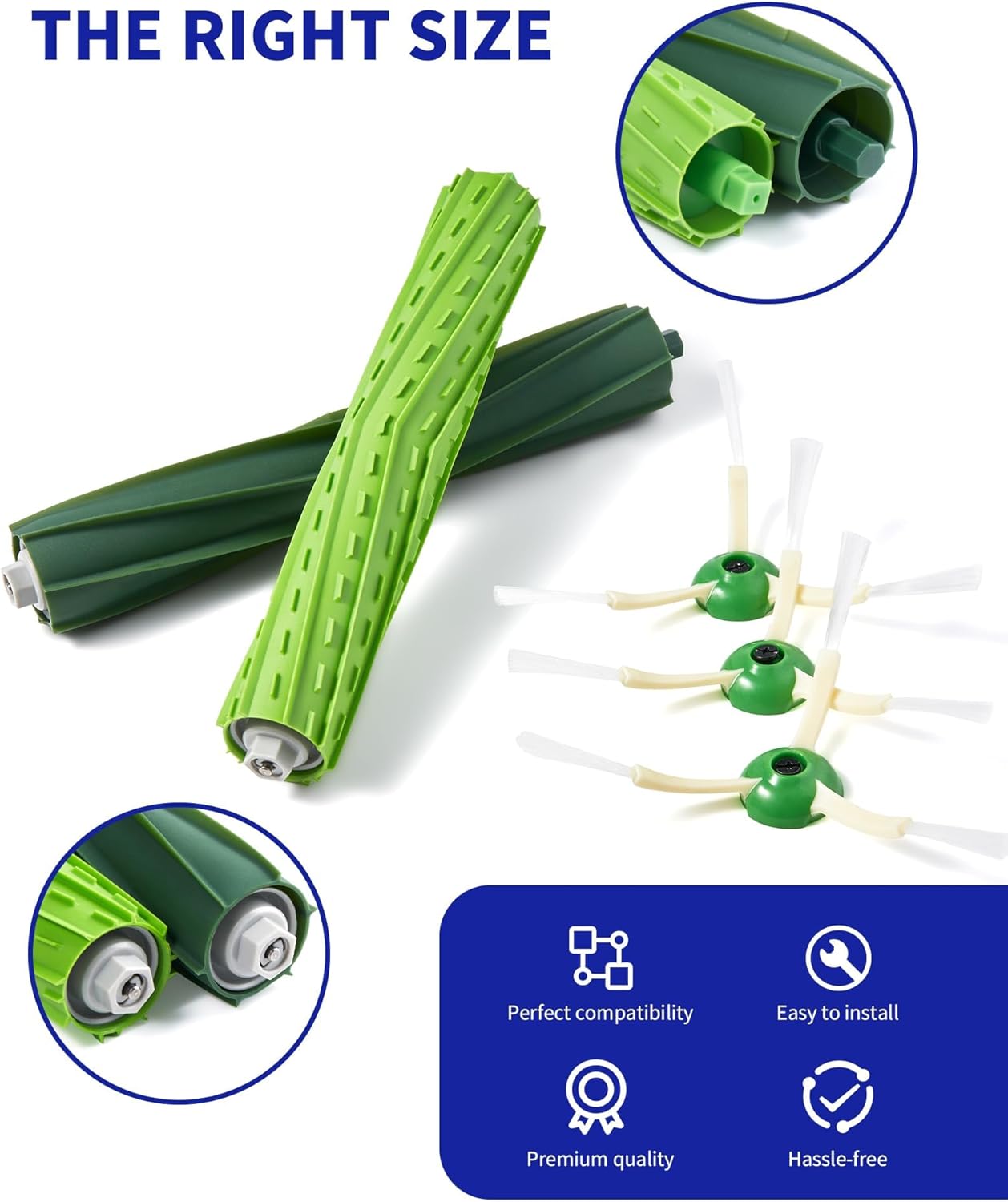 Replacement Parts & Accessories for iRobot E, I & J Series, Combo i5, j5 Series Robot Vacuum, Dual Multi-Surface Rubber Brushes & 3 HEPA Filter & 3 Edge-Sweeping Brushes