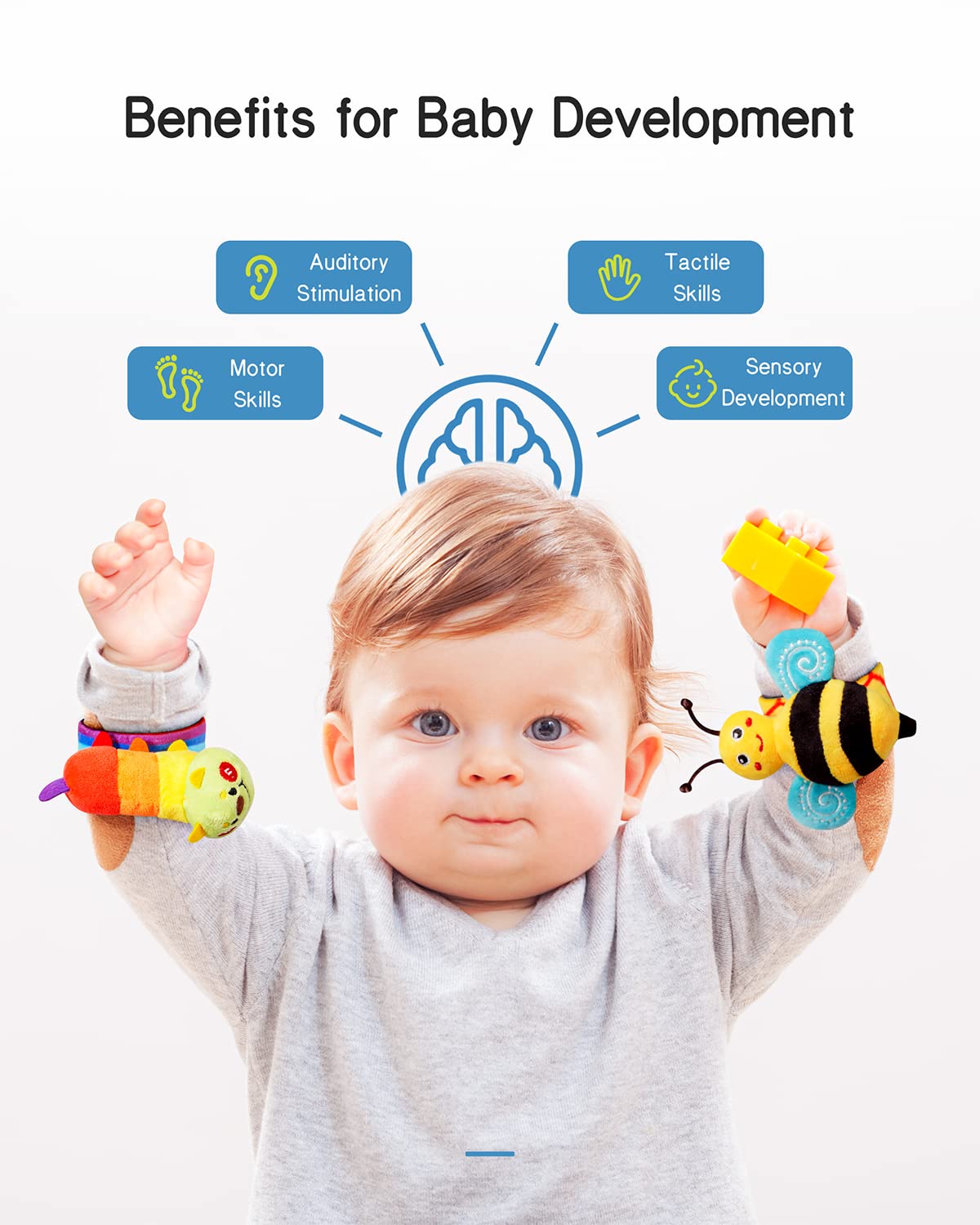 Infinno Baby Wrist Rattle Socks and Foot Finder Set, Perfect Baby Toys