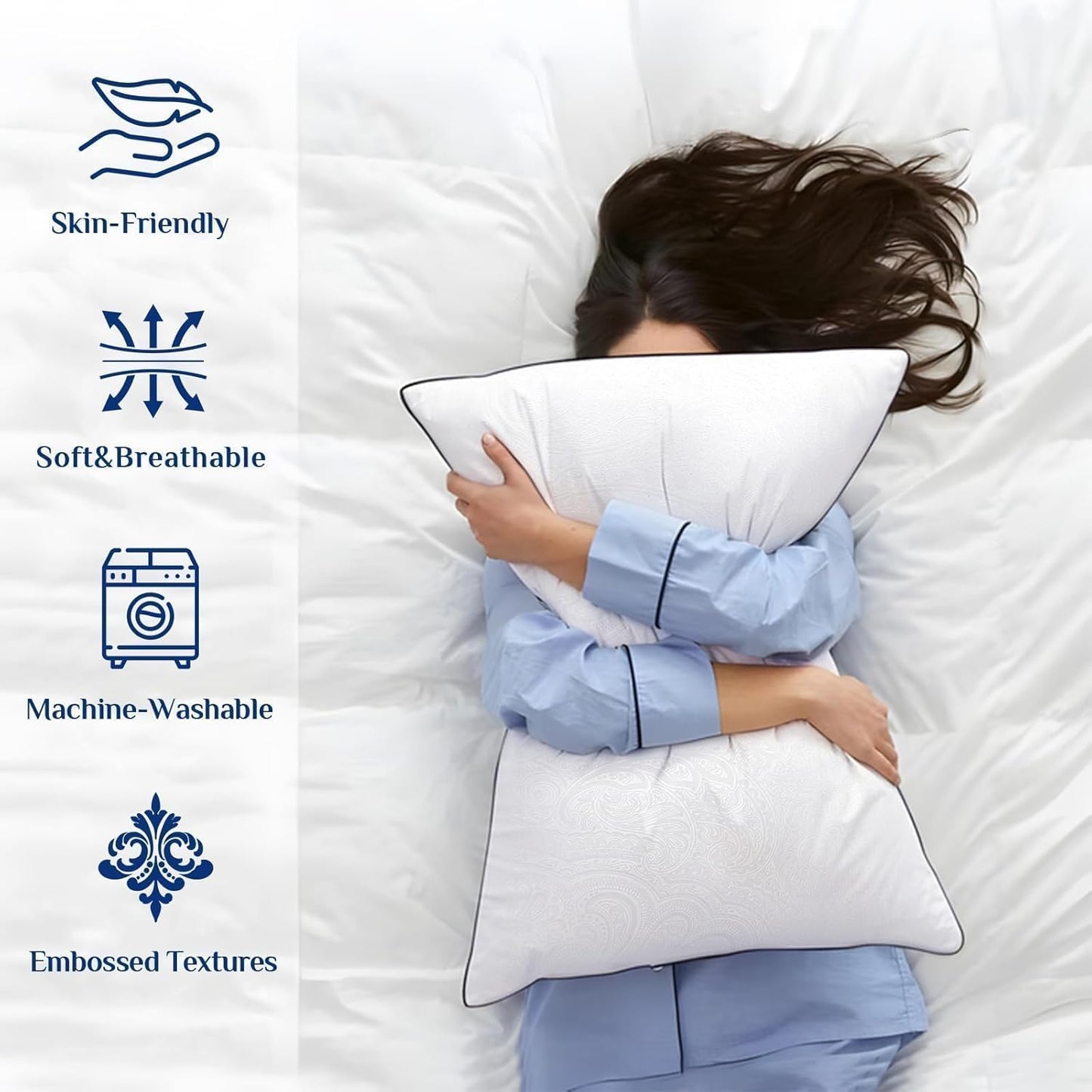 JOLLYVOGUE Standard Pillows Set of 2, Cooling and Supportive Pillows F
