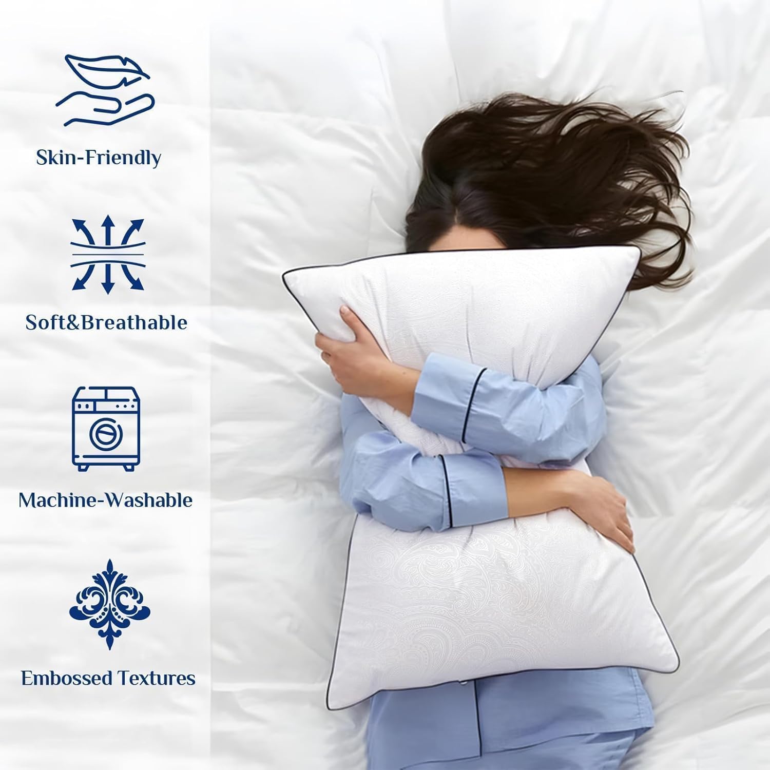 JOLLYVOGUE Standard Pillows Set of 2, Cooling and Supportive Pillows F