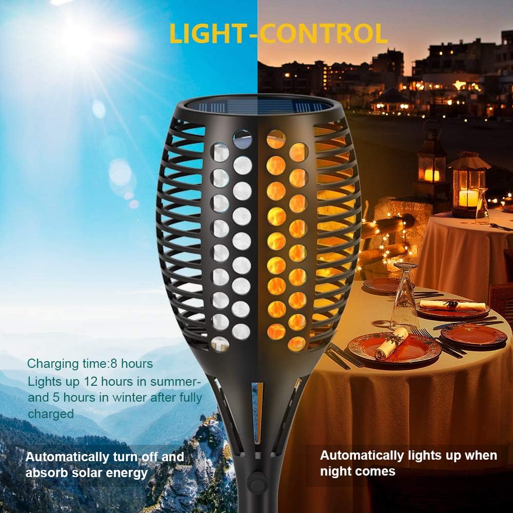 Aityvert Solar Torch Lights, 43" Flickering Flames 96LED Larger & High