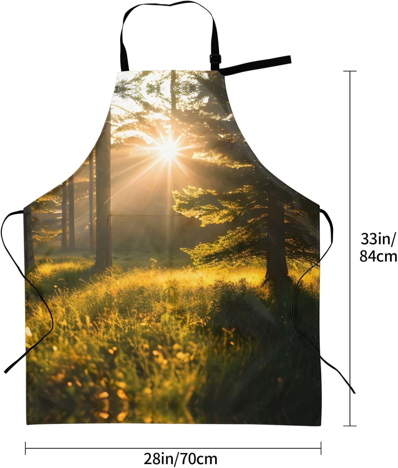 Morning Sunlight in Wilderness print Waterproof chef's apron with pocket apron for kitchen cooking baking barbecue and gardening