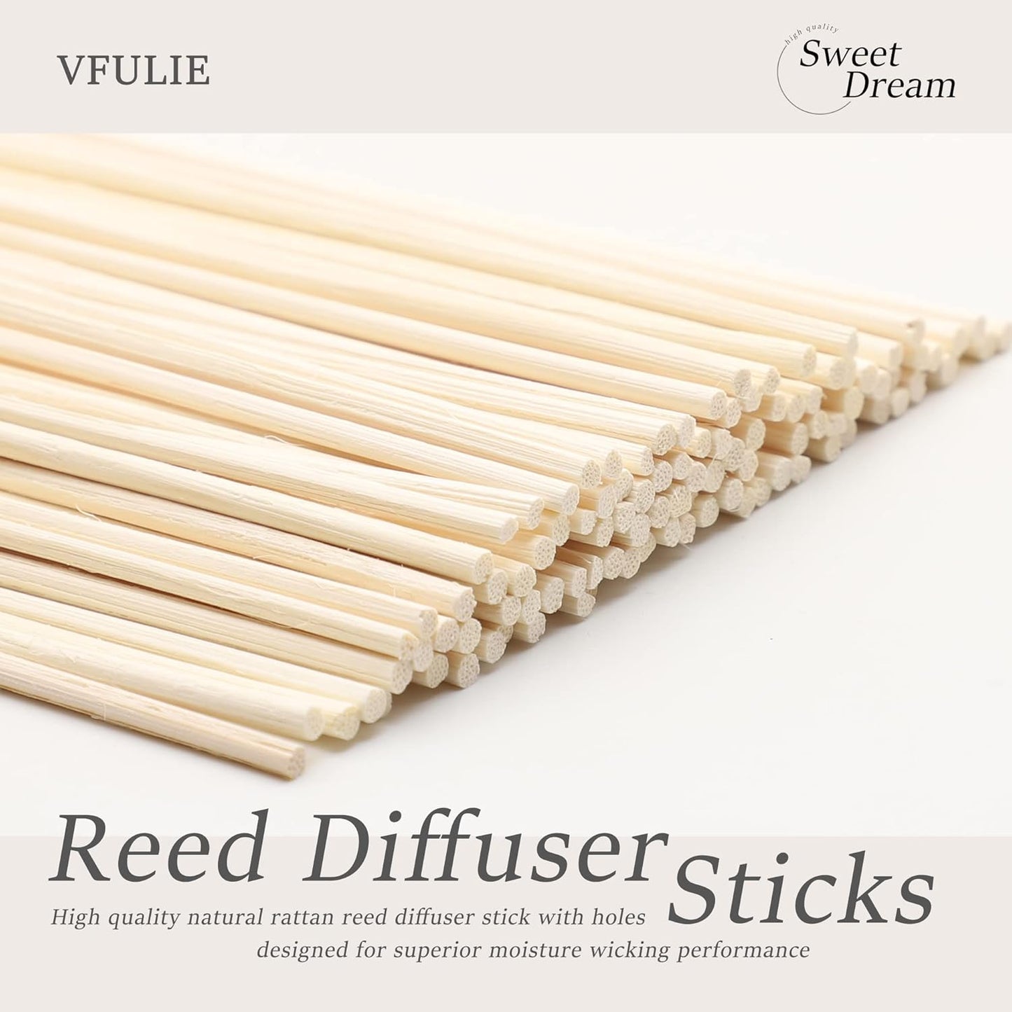 VFULIE 100PCS Reed Diffuser Sticks, 10 Inch Natural Rattan Wood Sticks Essential Oil Aroma Diffuser Sticks Refill Replacement for Aroma Fragrance ((Primary Color))