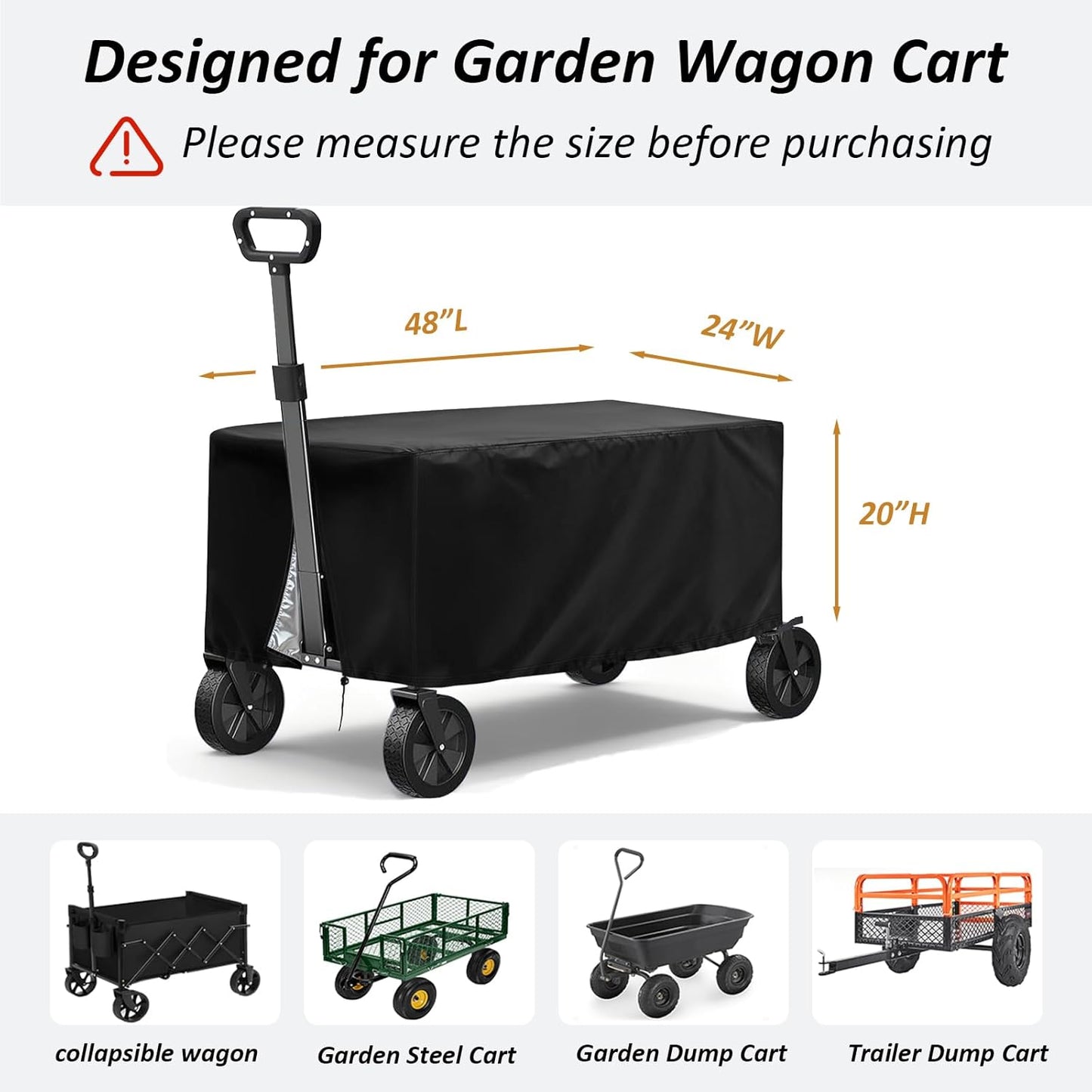 TheElves Collapsible Wagon Cover, Outdoor Folding Garden Cart Covers Heavy Duty, Waterproof Windproof Dustproof UV-Resistant Cover for Beach Sport and Camping Wagons - 48 x 24 x 20 inch
