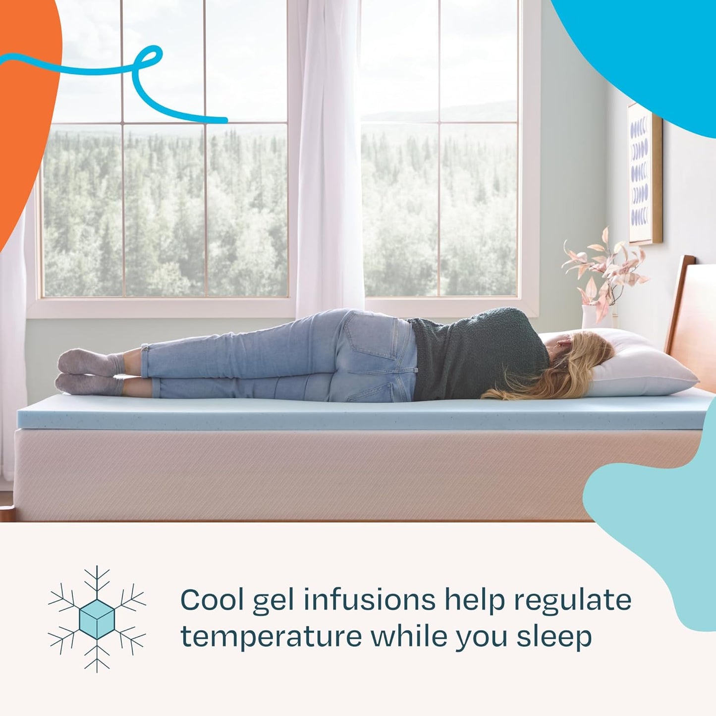 Linenspa Memory Foam Mattress Topper, Queen Size - 2 Inch Gel Infused 