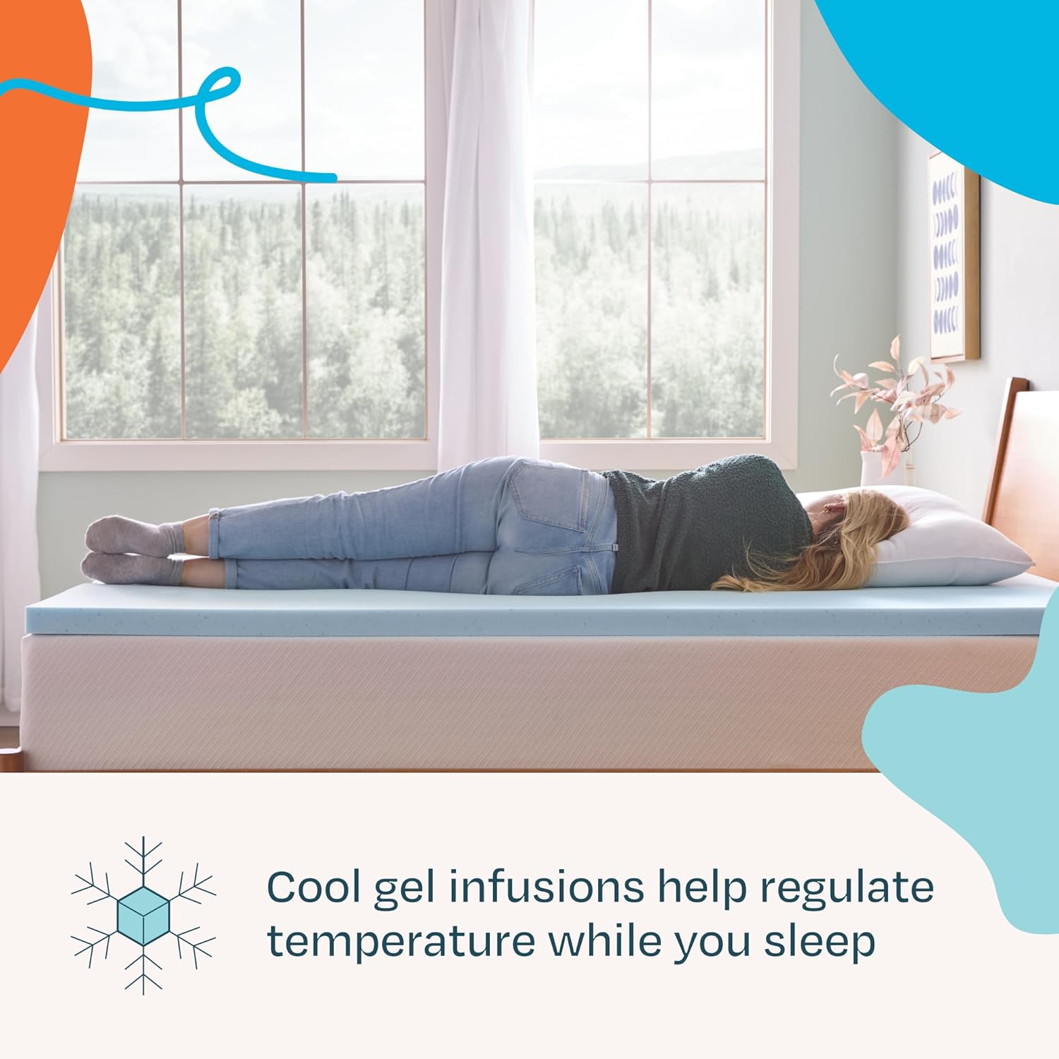 Linenspa Memory Foam Mattress Topper, Queen Size - 2 Inch Gel Infused 