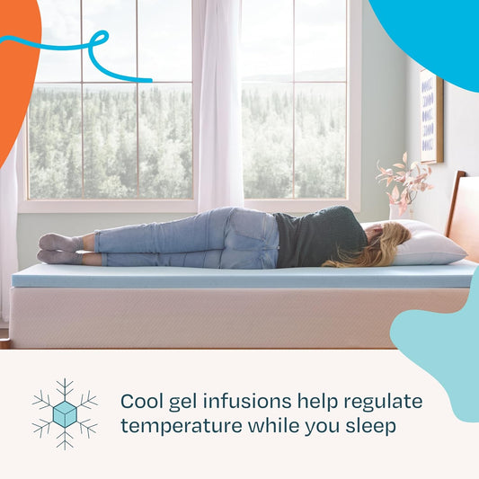 Linenspa Memory Foam Mattress Topper, Queen Size - 2 Inch Gel Infused 